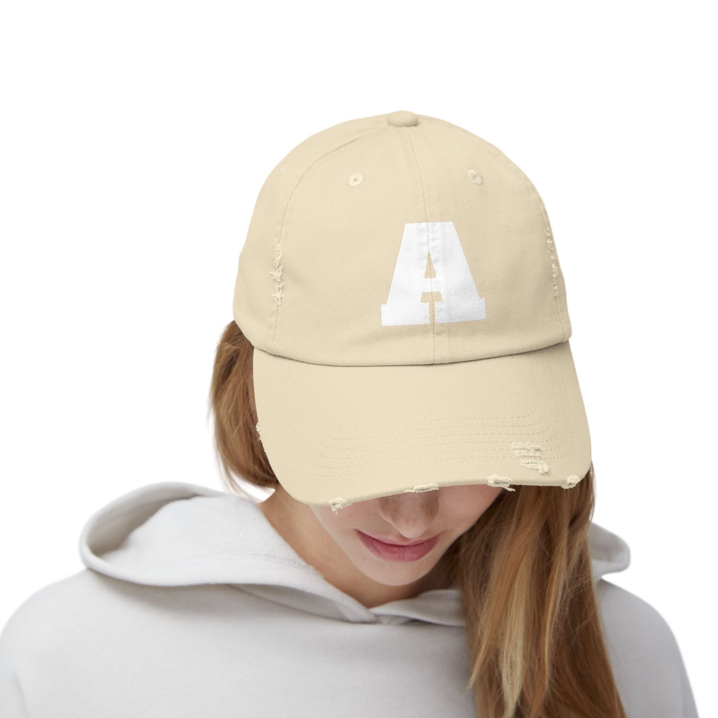 A initial Distressed Cap